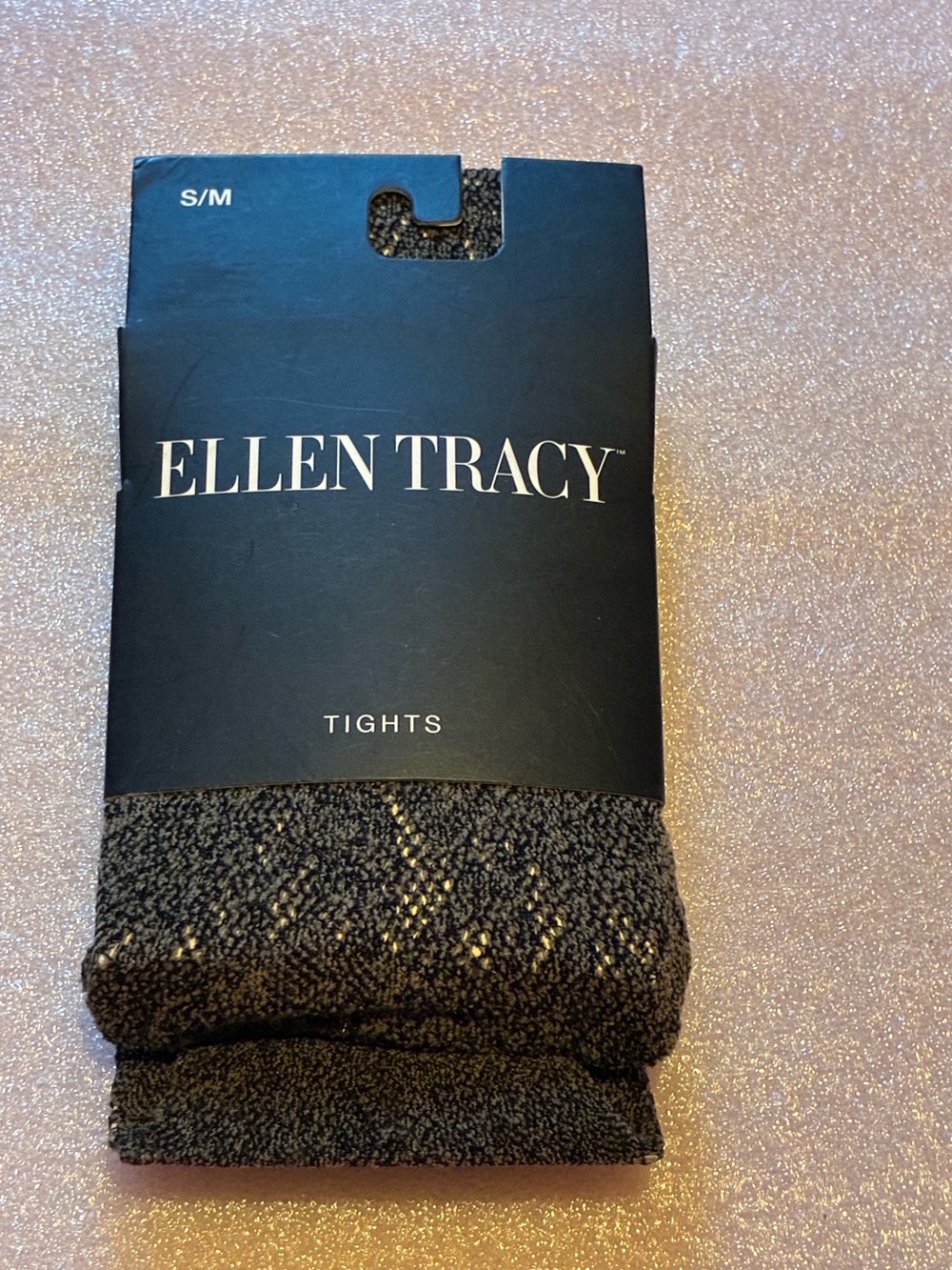 Ellen Tracy Black and Gray lace Knit Tights